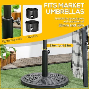 21 lbs. Market Patio Umbrella Base Holder 18 in. Heavy Duty Round Parasol Stand with Rattan Design for Patio in Black