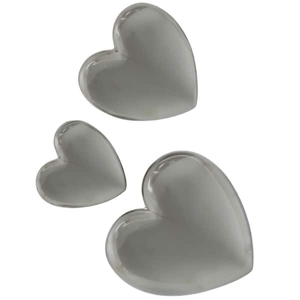 Litton Lane Ceramic Silver Slanted Heart Wall Decor with Varying Sizes (Set of 3)