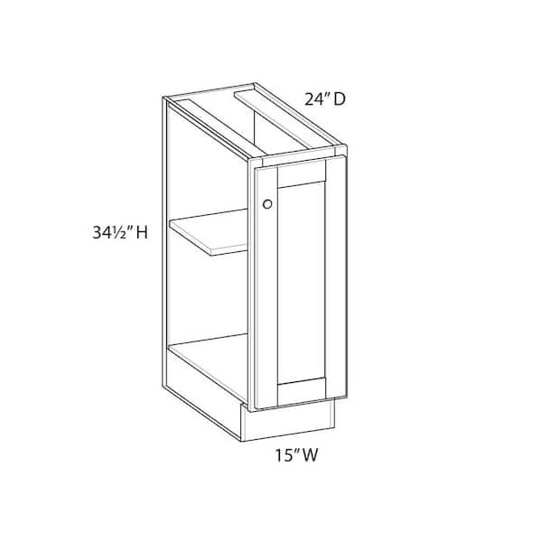 Unbranded Norfolk Shaker 15 in. W x 34.5 in. H x 24 in. D in Painted White Plywood Assembled Full Height Door Base Cabinet