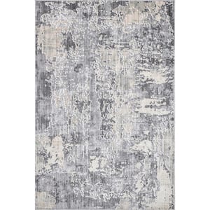 Levitan Abstact Silver 5 ft. x 8 ft. Area Rug