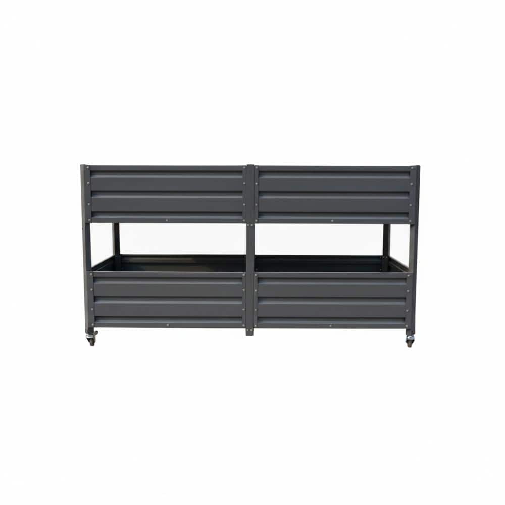 Dual Tier Elevated Metal Raised Garden Bed with Lockable Wheels Staggered 2-Layer Raised Planter Box Gray price history on PriceWatchPro