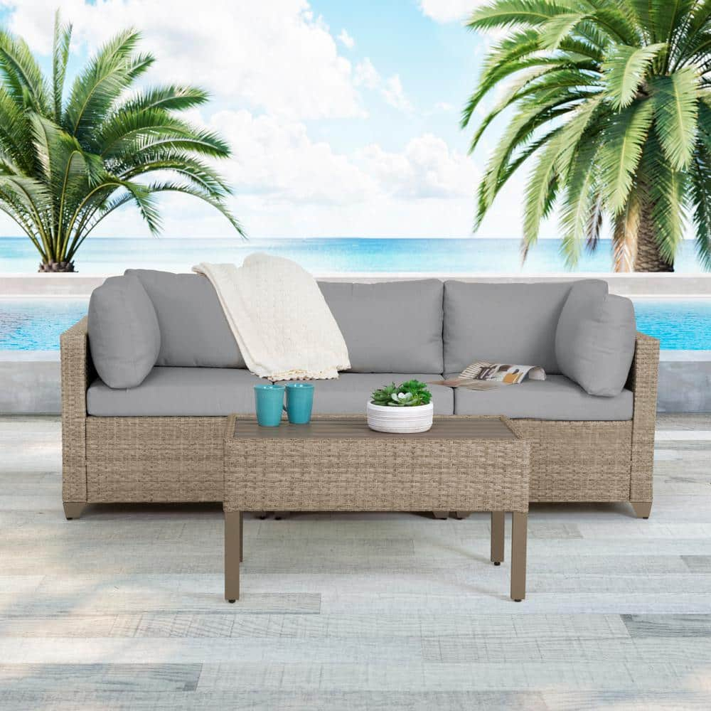 TK CLASSICS Maui 4-Piece Metal Patio Conversation Set with Stone Cushions