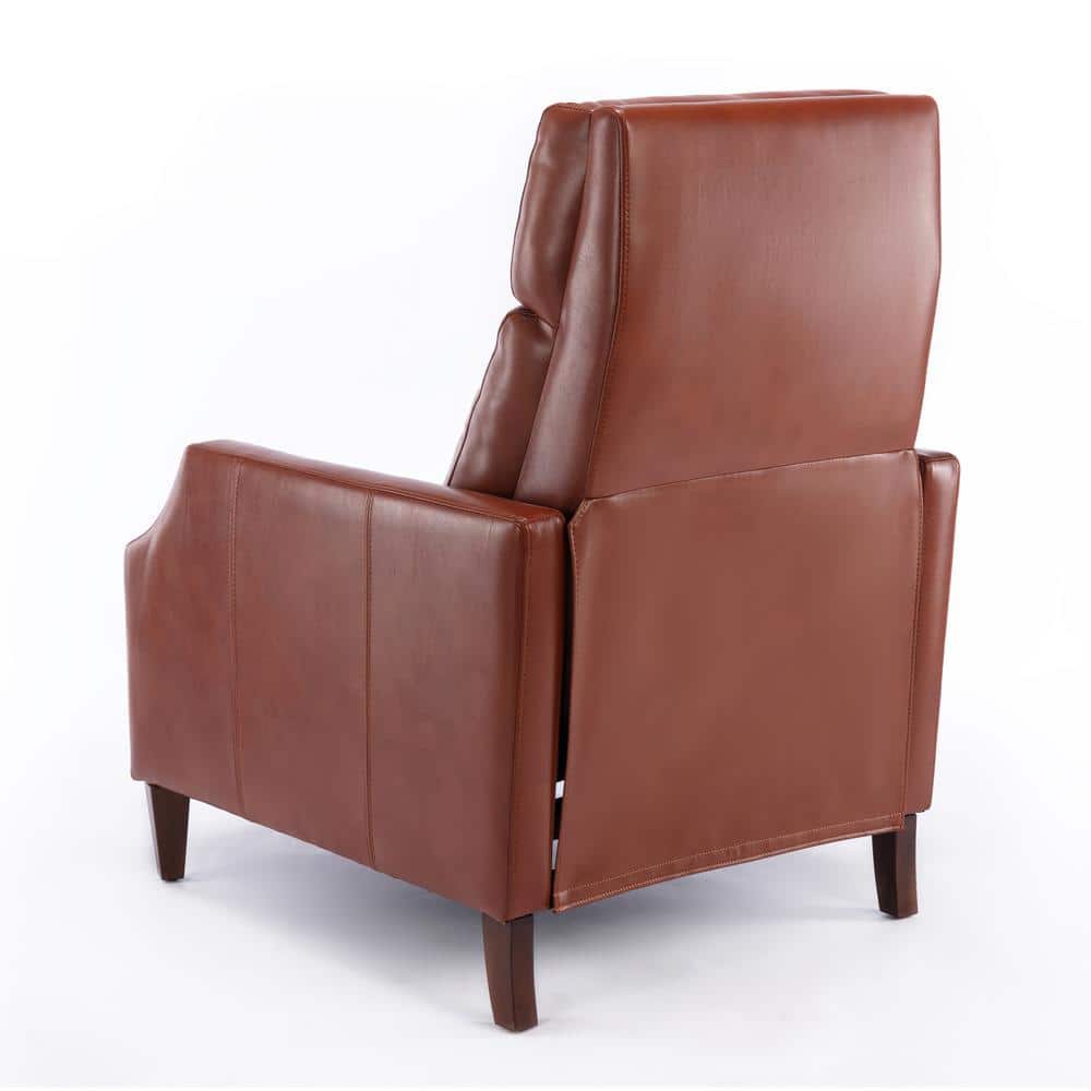 Mid-Century Caramel Leather Push-Back Recliner