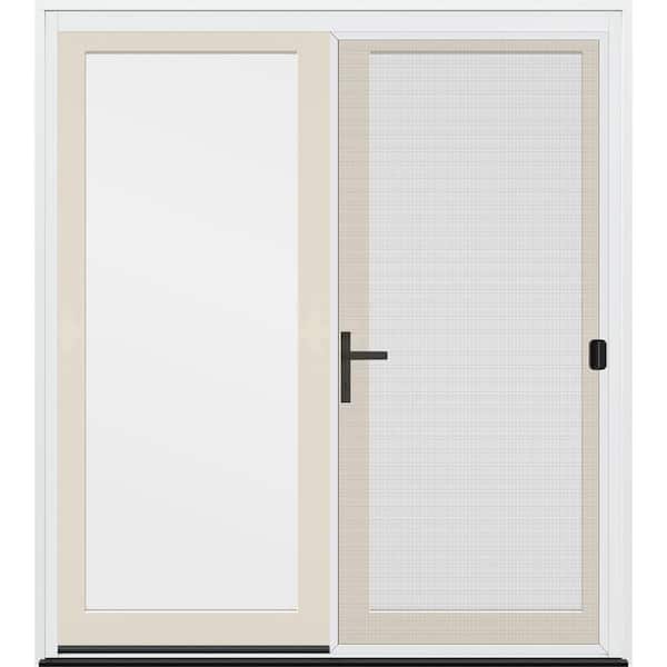 72 in. x 80 in. Left-Hand/Inswing Primed Fiberglass French Patio Door w/ Sliding Screen and Black-Handle