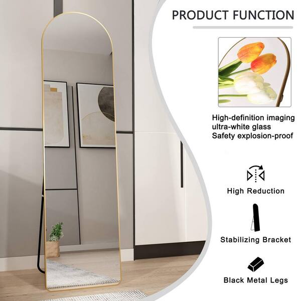 FUIN Reatz 16 in. W x 59.5 in. H Solid Wood Frame Yellowish-Brown Arch Full  Length Mirror U05001-0 - The Home Depot