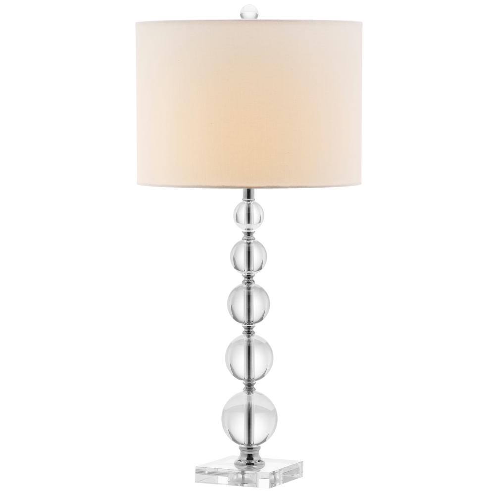 Liam 29-Inch Crystal Ball Accent Lamp with Off-White Linen Shade