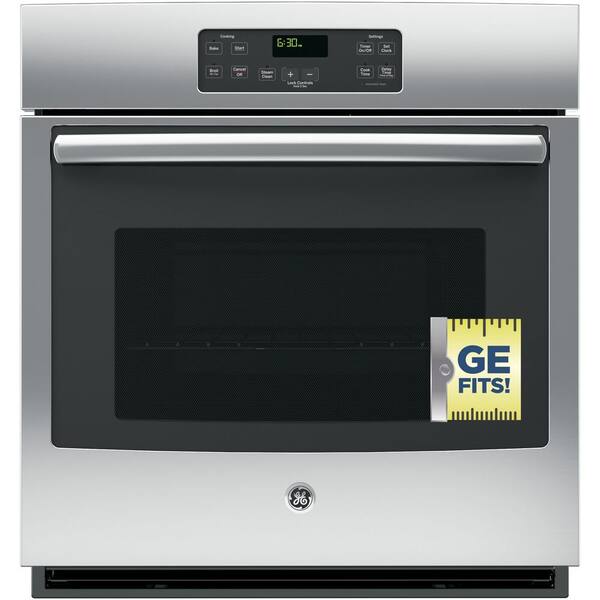 GE 27 in. Single Electric Wall Oven Standard Cleaning with Steam in Stainless Steel