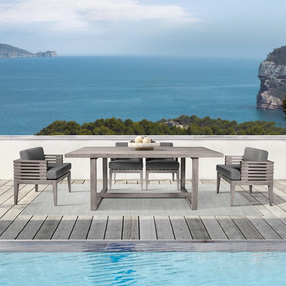Vivid Light Gray 5-Piece Eucalyptus Wood Outdoor Dining Set with Light Gray