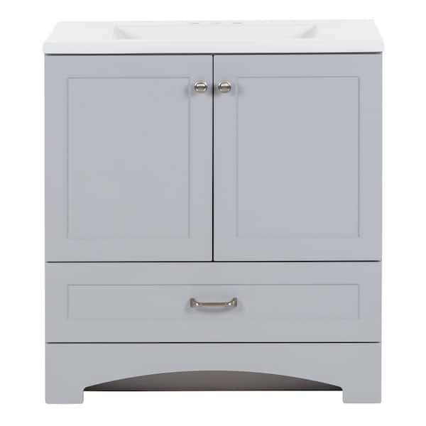 Lancaster 31 in. Single Sink Pearl Gray Bath Vanity with White Cultured Marble Top (Assembled)