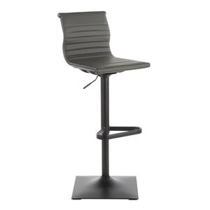 Masters Adjustable Bar Stool in Grey Faux Leather and Black Metal