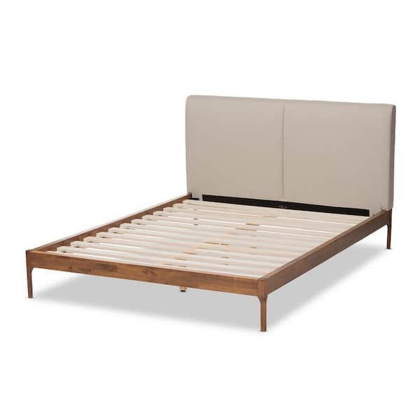 Baxton Studio Aveneil Beige and Walnut Brown King Platform Bed 149