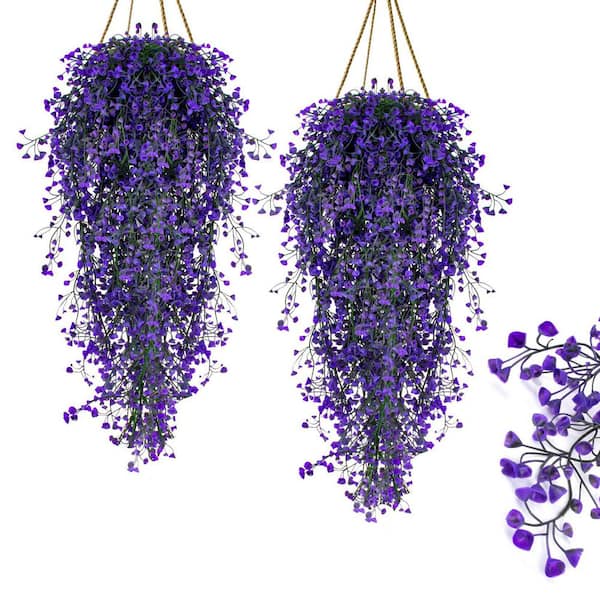 5.9 in. Artificial Hanging Vine 30 in. Purple Family Mini Funnel