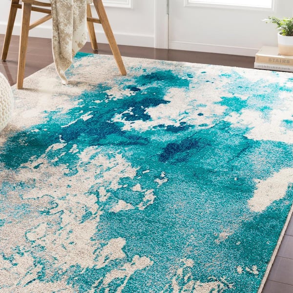Sora Teal 8 ft. 10 in. x 12 ft. 9 in. Abstract Area Rug