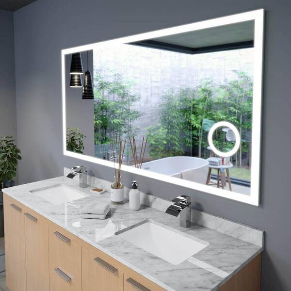 Commercial Grade LED Bathroom Mirror with Frosted Stripe 24"x 36"x 2" 
