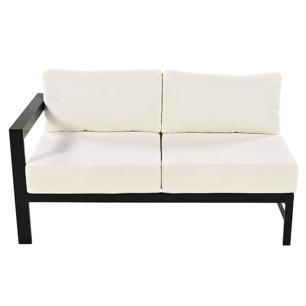Sudzendf Black Aluminum U-shaped Outdoor Sectional Set with