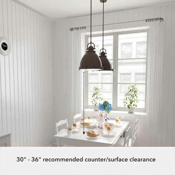 Hunter Bridgemoor 2 Lights Noble Bronze Pendant with Metal Shade Kitchen Light