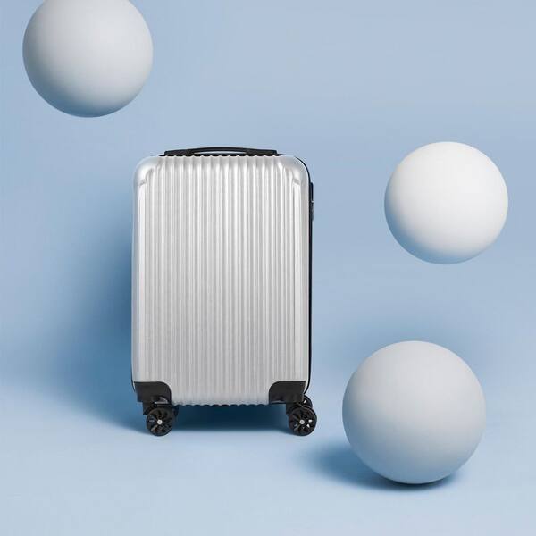 HIKOLAYAE 20 in. Silver ABS+PC Hardside Carry‑On Luggage, with