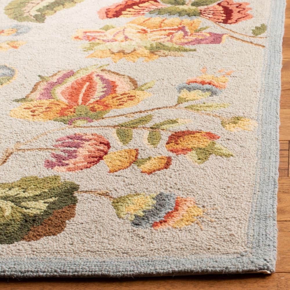 Elysian Fields Light Blue Floral 6' x 9' Hand-Knotted Wool Rug