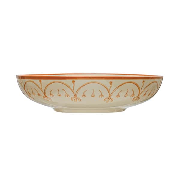Storied Home 16" 576 fl.oz, Multi-Colored Hand Painted Stoneware Serving Bowl