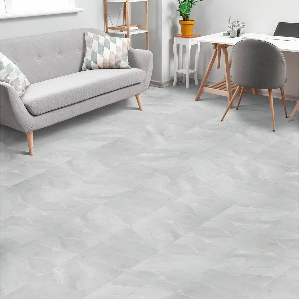 Opal 12" x 24" Self-Adhesive Vinyl Floor Tiles for Kitchen and Bathroom