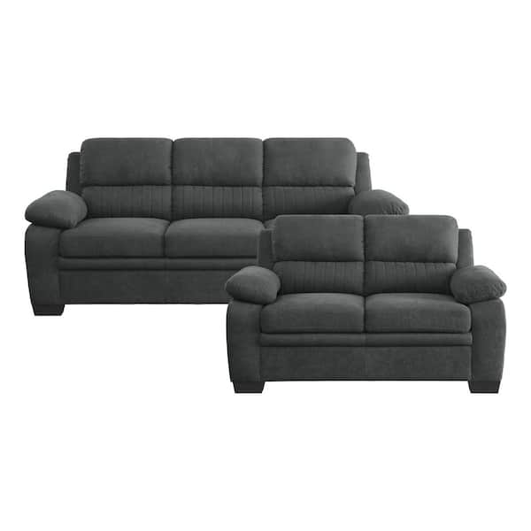 EVERGLADE HOME Deliah 138 in. W Round Arm Polyester Rectangle Sofa in Gray with 5-Seats