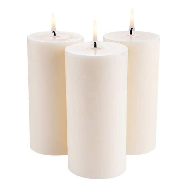 3-Pack White Unscented Pillar Candles, 65-Hours Long Burning Pillar Candle, 3 x 6 in. Smokeless Unscented Candles