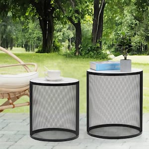 18.31 in. H x 15.94 in. W Metal Outdoor MDF Top Garden Stool Plant Stand, Coffee Table for Multi-Functional Use(Set-2)
