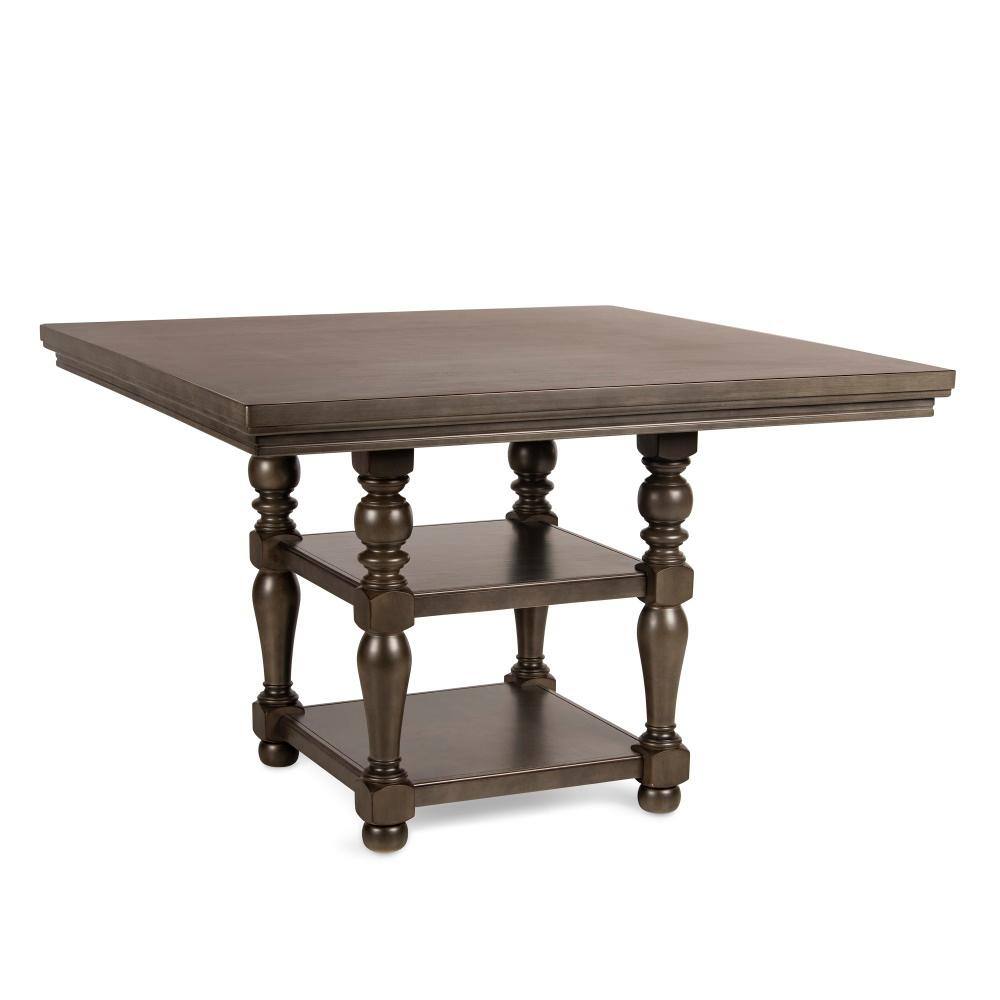 54" Brown Wood Transitional Square Counter Height Dining Table