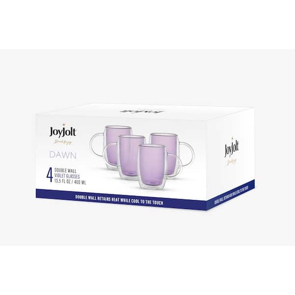 JoyJolt Aroma 13.5 oz Borosilicate Glass Violet Colored Double Wall Coffee  Tea Mugs Set (Set of 4) JGT10258 - The Home Depot