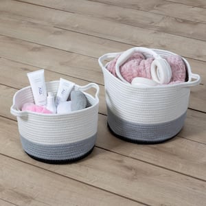 Black Ombre Nesting Cotton Rope Decorative Baskets (Set of 2))