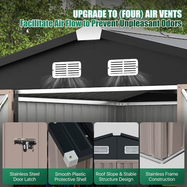 Sizzim 13.6 ft. W x 12 ft. D Metal Storage Shed, Double Door, Air