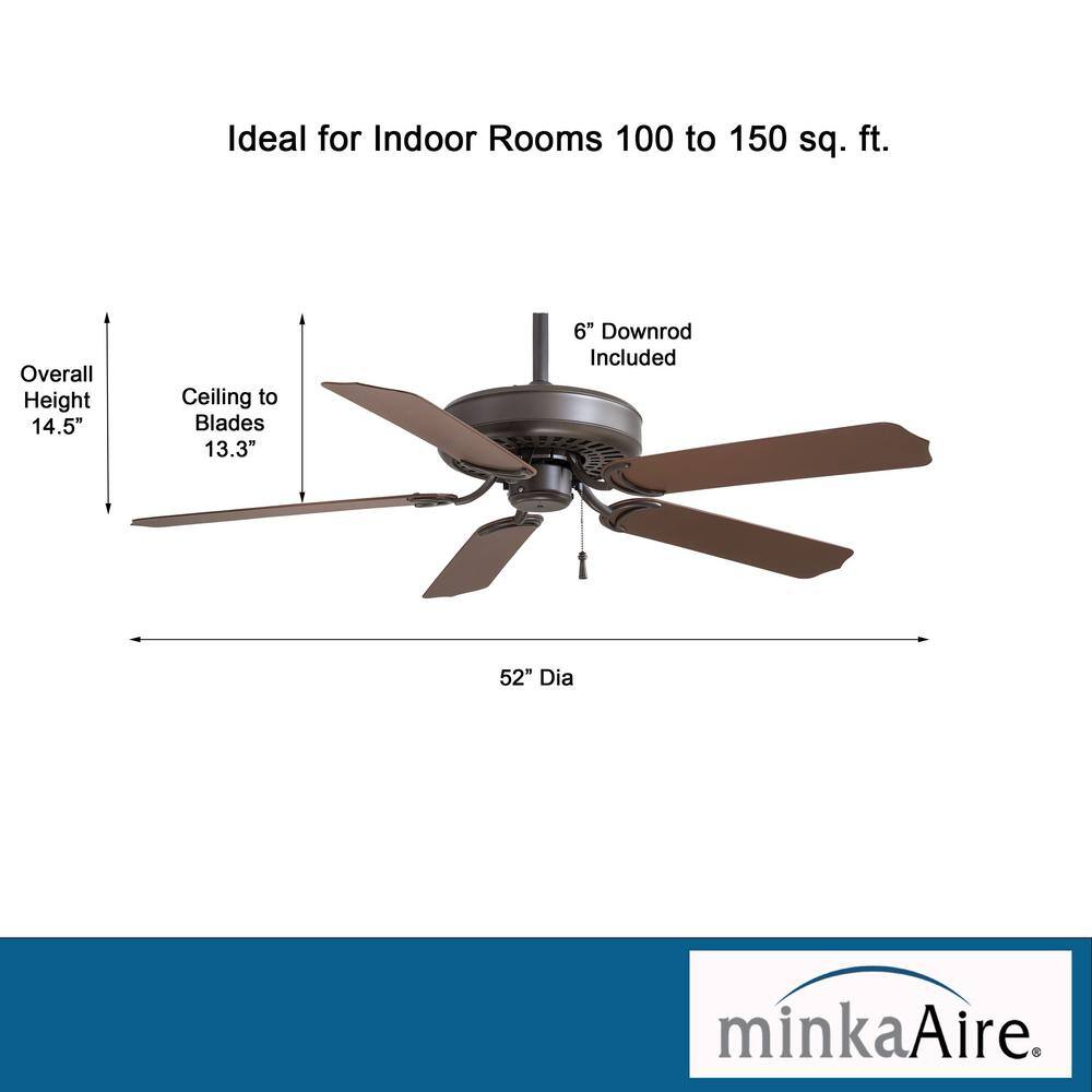 52'' Oil Rubbed Bronze Ceiling Fan with Dark Oak Blades