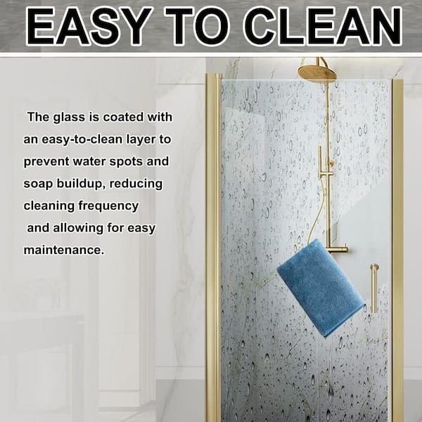 Lonni 34-35.9 in.W x 72 in. H Pivot Swing Frameless Shower Door