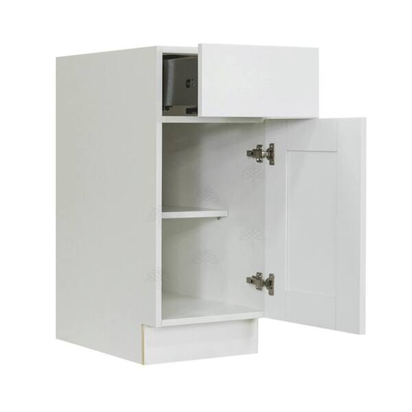 LIFEART CABINETRY Anchester Assembled 18x34.5x24 in. Base Cabinet with 1 Door and 1 Drawer in Classic White
