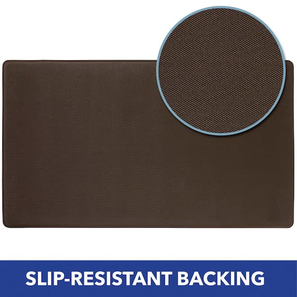 Cozy Living Watercolor Damask Blue Gold 17.5 in. x 30 in. Runner Kitchen Mat