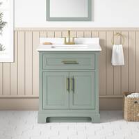 Home Decorators Collection Doveton 30 in. Single Sink Sage Green Bath Vanity with White Engineered Marble Top (Assembled) Doveton 30SG