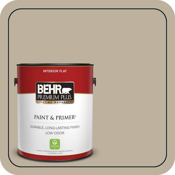 BEHR PREMIUM PLUS 1 gal. #750D-4 Pebble Stone Flat Low Odor Interior Paint & Primer