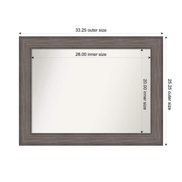 Amanti Art Country Barnwood 33.25 in. x 25.25 in. Custom Non-Beveled Wood Framed Bathroom Vanity Wall Mirror