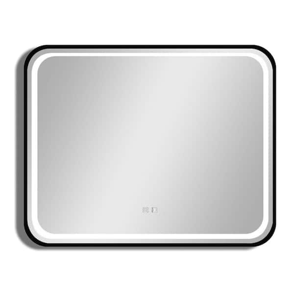 40 in. W x 32 in. H Rectangular Framed LED Anti-Fog Wall Bathroom Vanity Mirror with Waterproof, Dimmable Touch