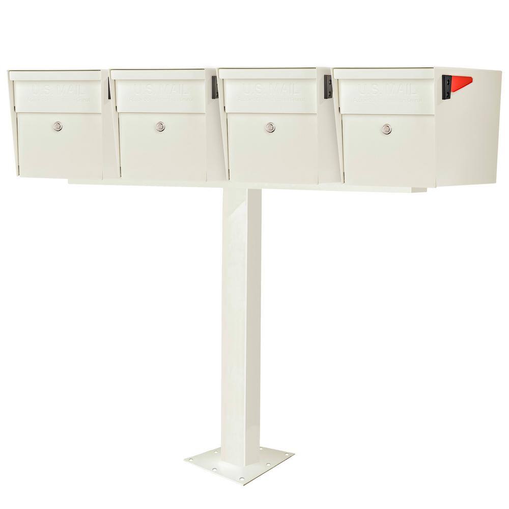 MailBoss X4 Locking Mailbox Post Mount Combo Kit, Cream White, Surface Mount Post, 4-Compartment High Security Cluster price history on PriceWatchPro