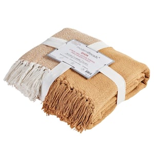 2-Pack Dion Cinnamon 100% Cotton 50 in. x 60 in. Throw Blanket