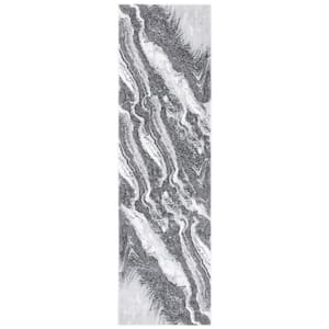 Craft Light Gray/Gray 2 ft. x 8 ft. Marbled Abstract Runner Rug
