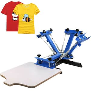 21.7 in. x 17.7 in. Screen Printing Machine 4-Color 1 Station Silk Printing Kit for T-Shirt DIY with Removable Pallet