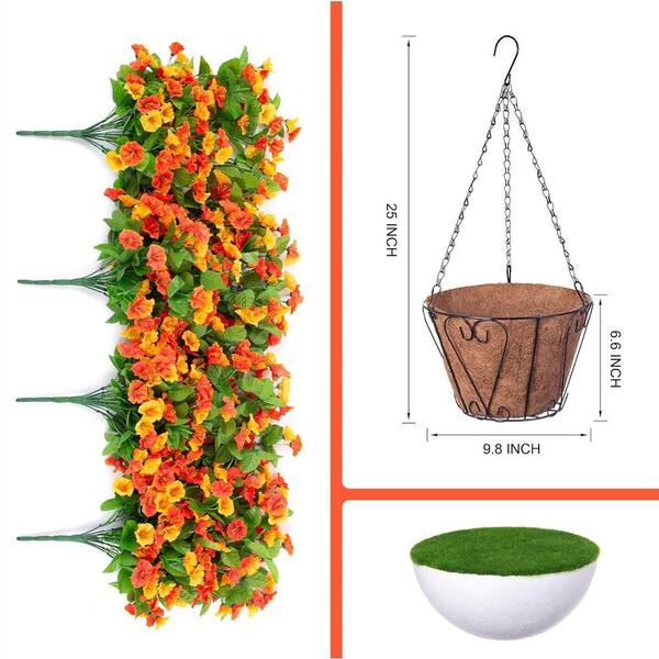 25 in. Orange Indoor/Outdoor Artificial Artificial morning
