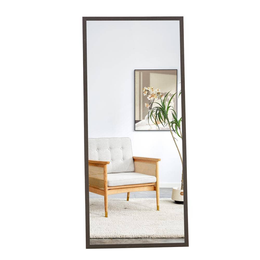 31.5 in. W x 71 in. H Rectangle Gray Wood Framed Floor Standing Mirror, Wal