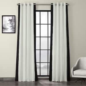 Fresh Popcorn & Black Solid Grommet Light Filtering Curtain - 50 in. W x 108 in. L (1 Panel)