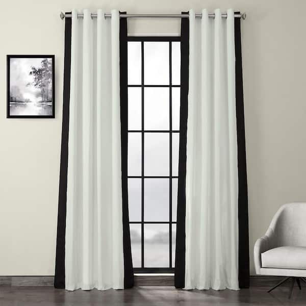 Exclusive Fabrics & Furnishings Fresh Popcorn & Black Solid Grommet Light Filtering Curtain - 50 in. W x 108 in. L (1 Panel)