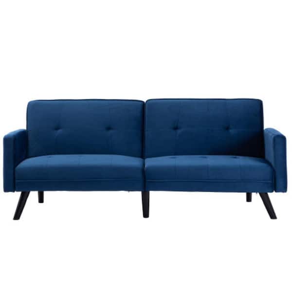Tatahance 33.07in. Navy Velvet Sofa Bed Dual-Purpose Foldable Multifunctional Sitting-Sleeping Variable Bed 2-Seats