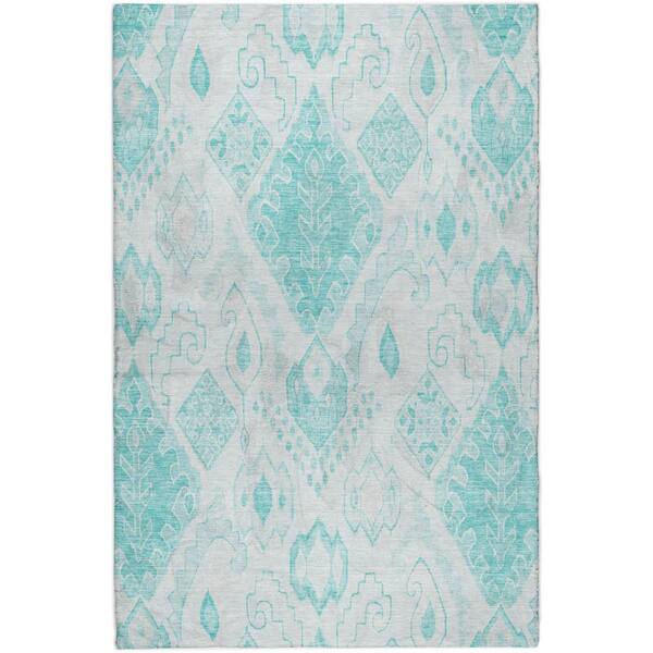 Dream Shag Premium Machine Washable Abstract ADS776 Teal 5 ft. x 7 ft. 6 in. Area Rug