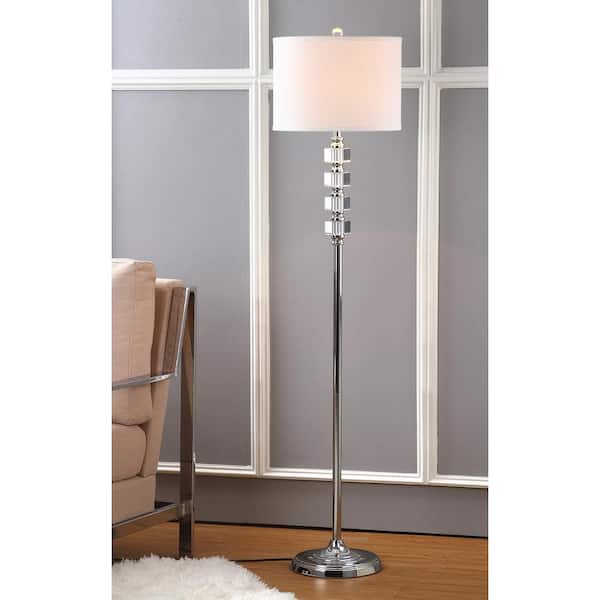 Lombard 60.25 in. Clear Street Floor Lamp with Off-White Shade